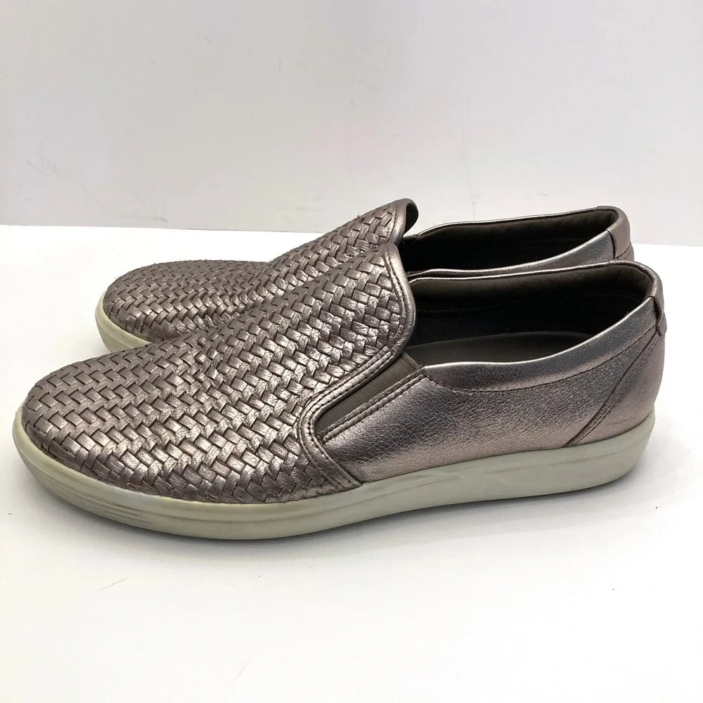 ECCO Soft 7 Woven Metallic Leather Slip On 2.0 Sneaker Womens 12-12.5‎ EU43